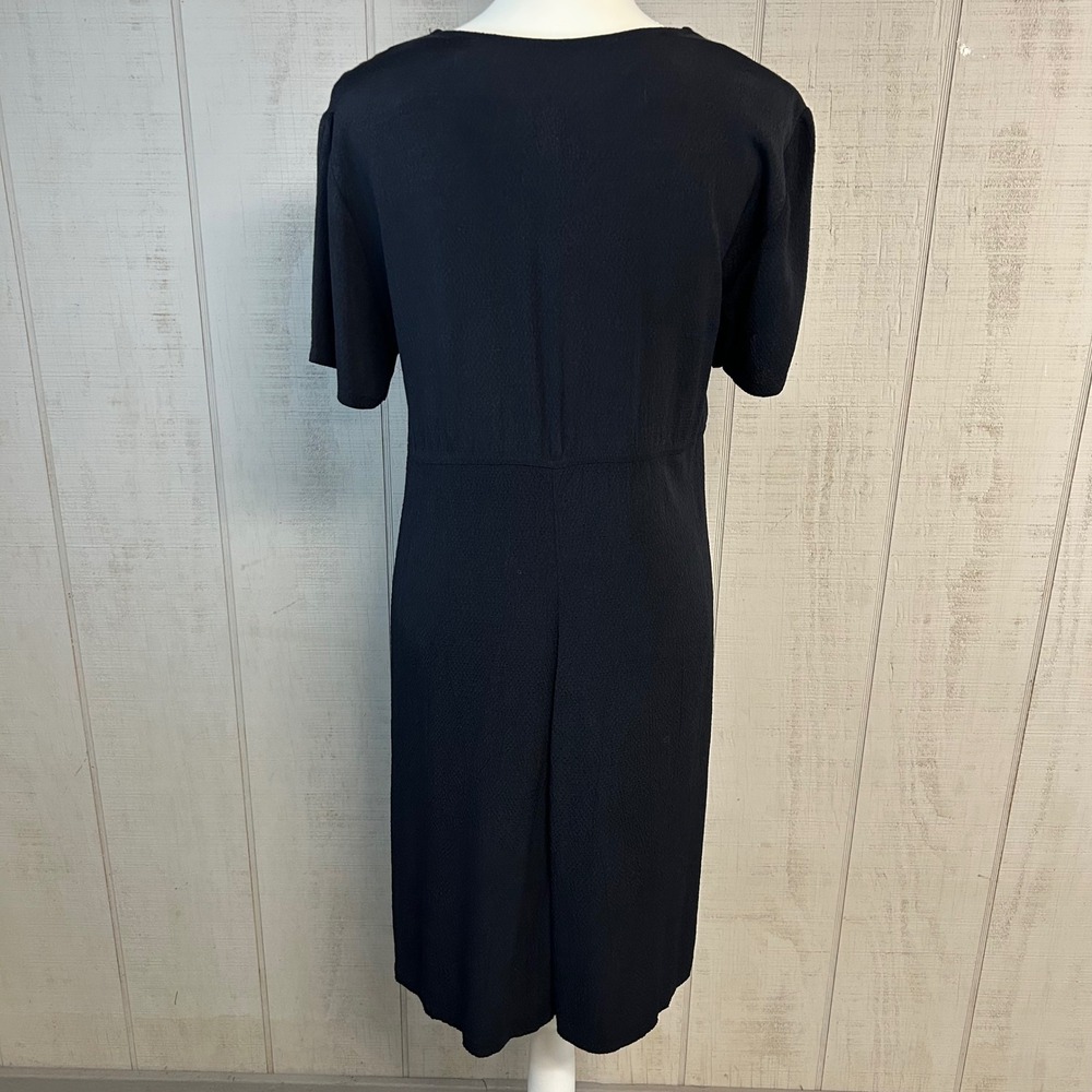 Vintage Morgan & Co Women Midi Shift Dress Sz 12 Black Minimalist Classic Modest - Picture 3 of 8